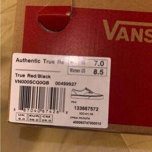 Vans Authentic True Red and Black Sneakers